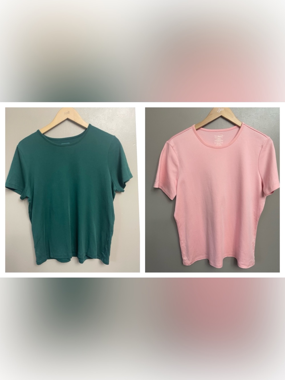 Lot of 2 L L Bean Supima Cotton T-Shirt Womens Large Crew Neck Short Sleeve Top